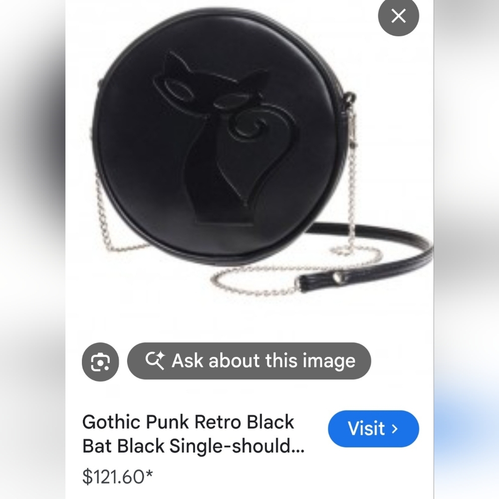 Black Cat Design Round Shoulder Bag, with Small Flaw. PURSE HAS BEEN DISCOUNTED